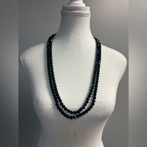 Vintage Shiny Black Bead Necklace